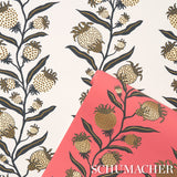 Thistle Vine Red & Gold by Marian McEvoy Botanical Stripe Wallpaper – Schumacher 5015480
