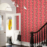 Thistle Vine Red & Gold by Marian McEvoy Botanical Stripe Wallpaper – Schumacher 5015480