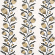 Thistle Vine wallpaper in black and gold by Marian McEvoy for Schumacher, featuring a botanical serpentine stripe pattern with metallic ink.