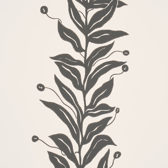 Tendril Stripe Black & Cream by Marian McEvoy Botanical Wallpaper – Schumacher 5015490