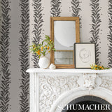 Tendril Stripe Black & Cream by Marian McEvoy Botanical Wallpaper – Schumacher 5015490