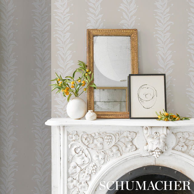 Tendril Stripe Natural by Marian McEvoy Botanical Stripe Wallpaper – Schumacher 5015491