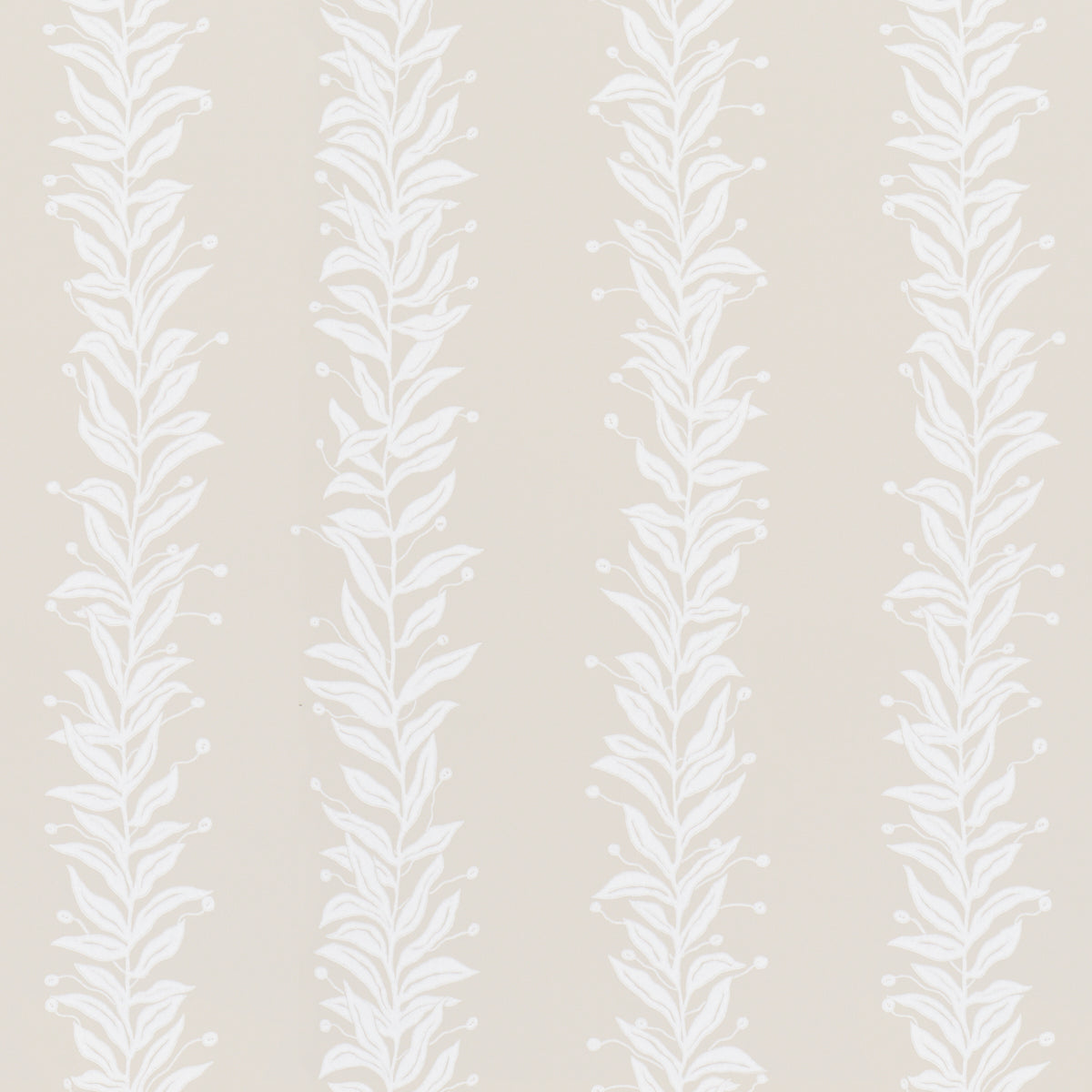 Tendril Stripe wallpaper in Natural by Marian McEvoy for Schumacher, featuring a graceful vine stripe botanical pattern on a neutral background.