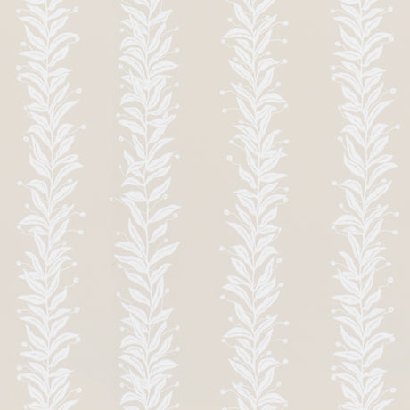 Tendril Stripe wallpaper in Natural by Marian McEvoy for Schumacher, featuring a graceful vine stripe botanical pattern on a neutral background.