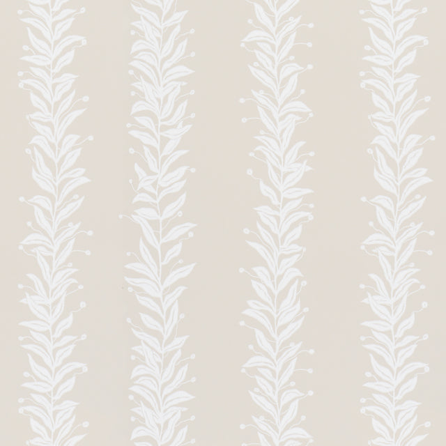 Tendril Stripe wallpaper in Natural by Marian McEvoy for Schumacher, featuring a graceful vine stripe botanical pattern on a neutral background.