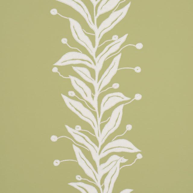 Tendril Stripe Olive by Marian McEvoy Botanical Stripe Wallpaper – Schumacher 5015492