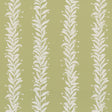Tendril Stripe wallpaper in olive by Marian McEvoy for Schumacher, featuring a graceful vine pattern on a green background.