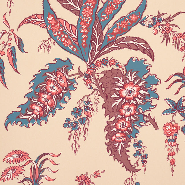 Apolline Botanical Rouge & Bleu by Schumacher Hand Screen Printed Wallpaper – Schumacher 5015500