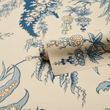 Apolline Botanical Ciel & Marine by Schumacher Ottoman-Inspired Botanical Wallpaper – Schumacher 5015501