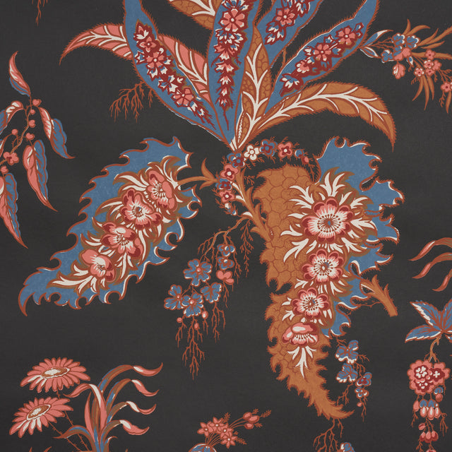 Apolline Botanical Rouge & Noir by Schumacher Hand Screen Printed Botanical Wallpaper – Schumacher 5015502