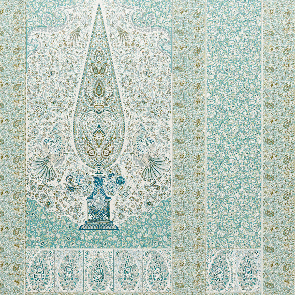 Colmery Paisley Panel Set Peacock by Schumacher Large-Scale Paisley Wall Mural – Schumacher 5015510