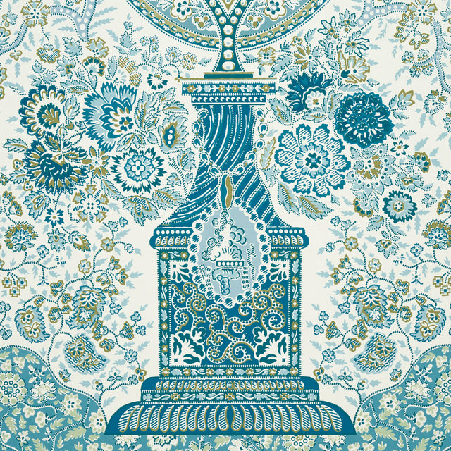 Colmery Paisley Panel Set Peacock by Schumacher Large-Scale Paisley Wall Mural – Schumacher 5015510