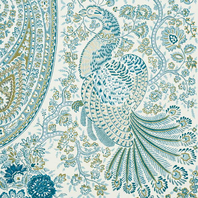 Colmery Paisley Panel Set Peacock by Schumacher Large-Scale Paisley Wall Mural – Schumacher 5015510
