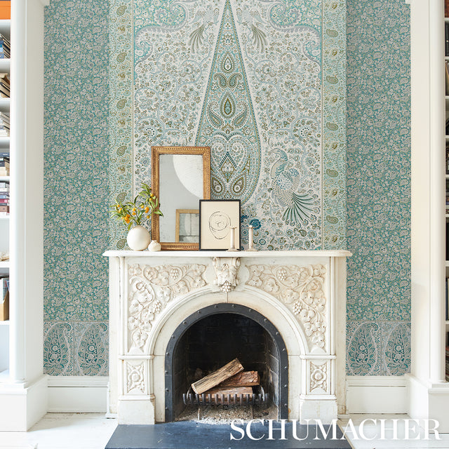 Colmery Paisley Panel Set Peacock by Schumacher Large-Scale Paisley Wall Mural – Schumacher 5015510