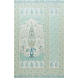 Colmery Paisley Panel Set in Peacock by Schumacher. Large-scale paisley wallpaper panel with intricate details and borders in blue and green tones.