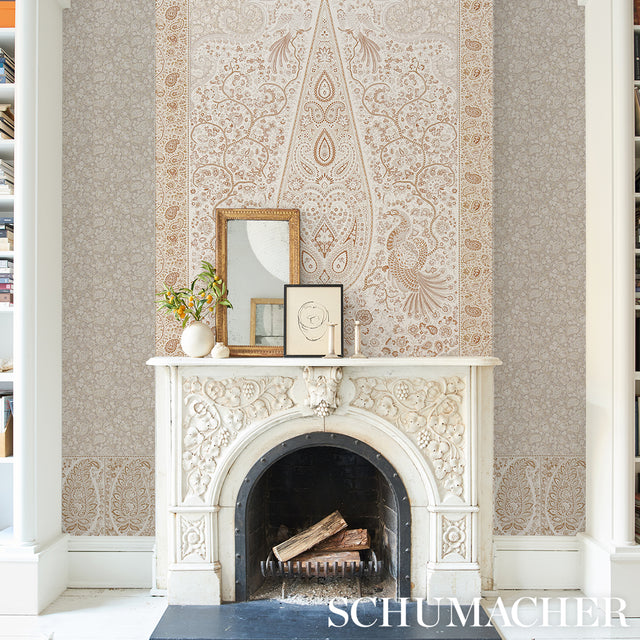 Colmery Paisley Panel Set Parchment by Schumacher – LE MAX Collection Large-Scale Paisley Wallpaper 5015511