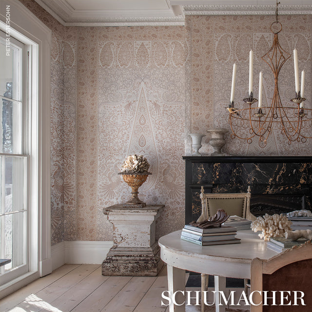 Colmery Paisley Panel Set Parchment by Schumacher – LE MAX Collection Large-Scale Paisley Wallpaper 5015511