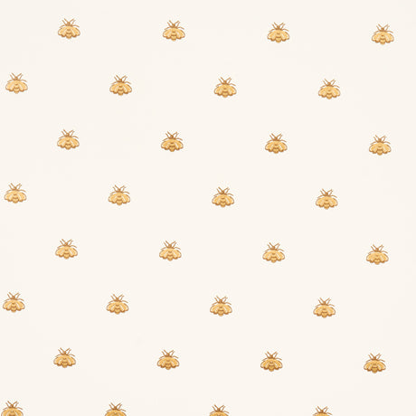 Hubert's Bees wallpaper in white and gold by Schumacher, featuring a small-scale bee motif with gold metallic ink on a white background.