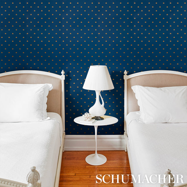 Hubert's Bees Midnight & Gold by Schumacher Metallic Bee Wallpaper – Schumacher 5015531