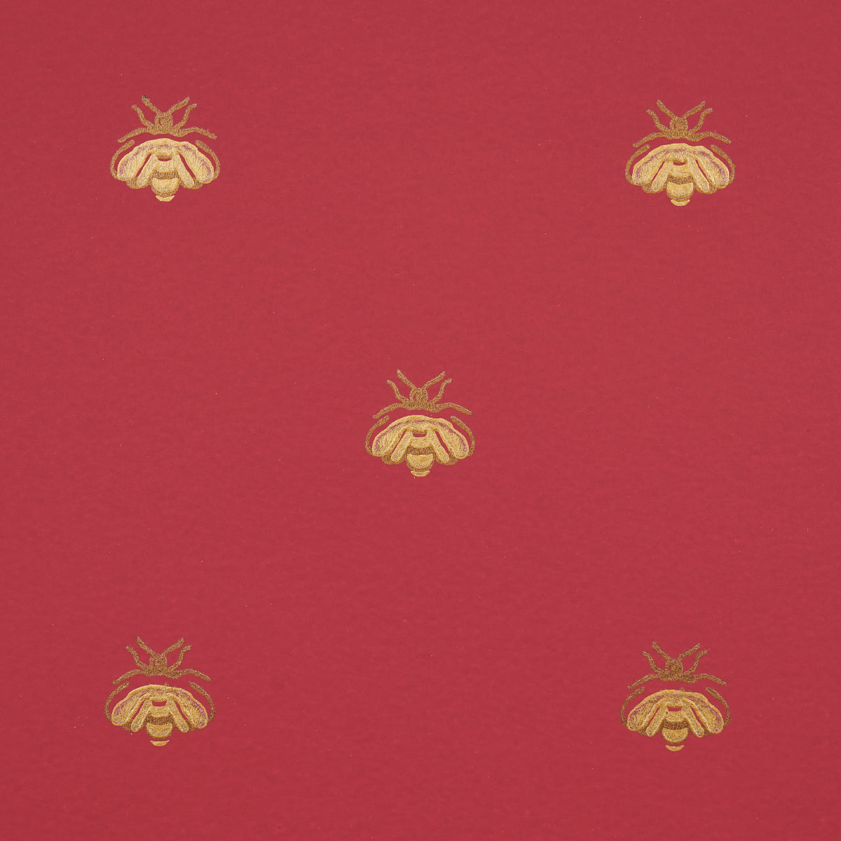 Hubert's Bees Rouge & Gold by Schumacher Metallic Bee Motif Wallpaper – Schumacher 5015532