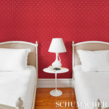 Hubert's Bees Rouge & Gold by Schumacher Metallic Bee Motif Wallpaper – Schumacher 5015532