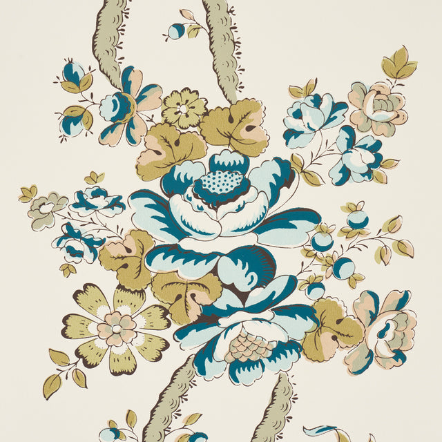 Sylvain Floral Stripe Teal by Schumacher French-Inspired Floral Stripe Wallpaper – Schumacher 5015540