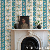 Sylvain Floral Stripe Teal by Schumacher French-Inspired Floral Stripe Wallpaper – Schumacher 5015540