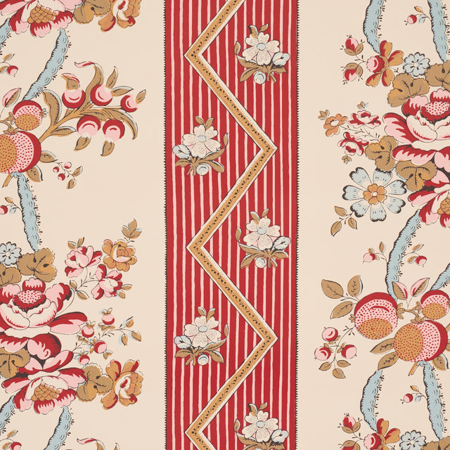Sylvain Floral Stripe Rouge by Schumacher French Floral Stripe Wallpaper – Schumacher 5015541