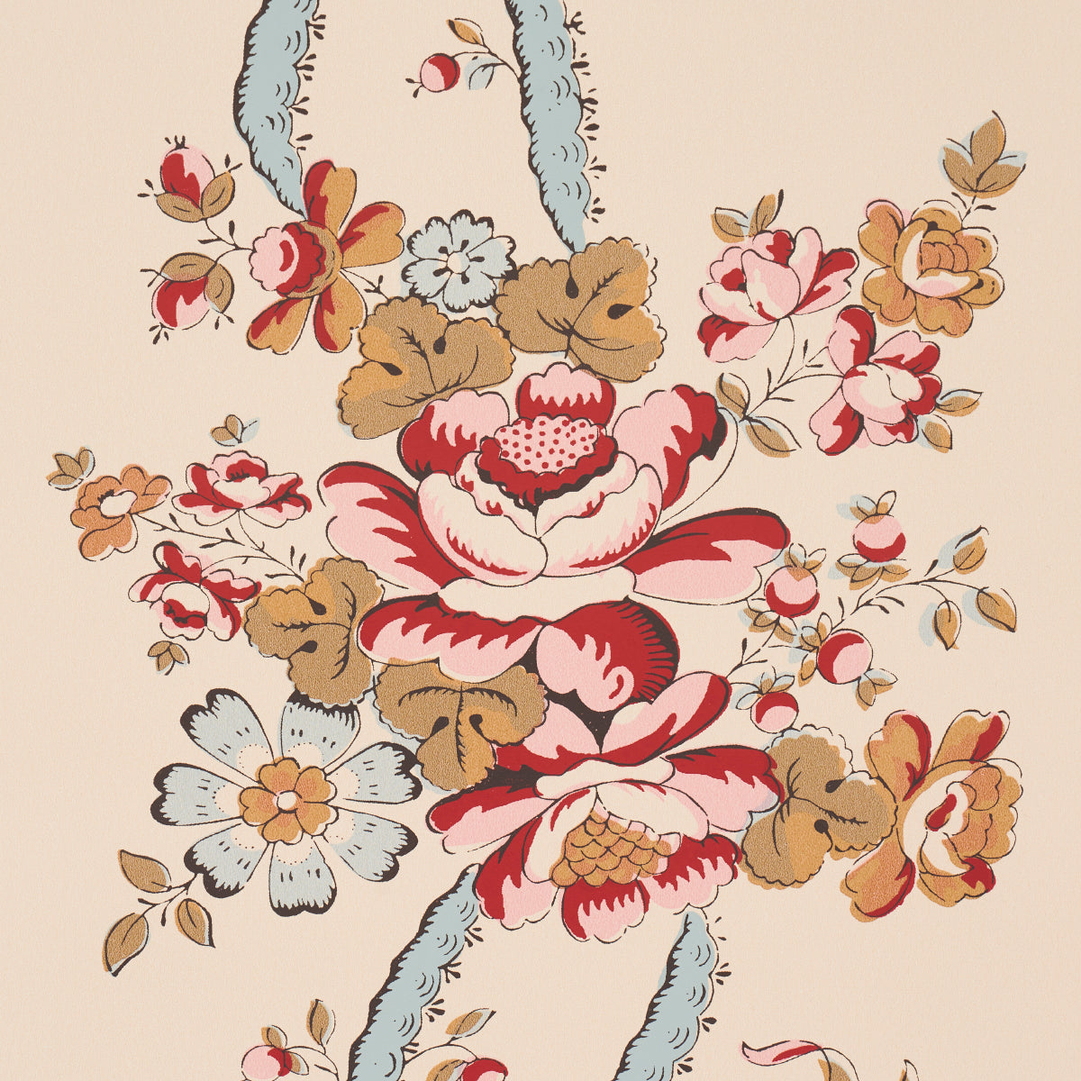 Sylvain Floral Stripe Rouge by Schumacher French Floral Stripe Wallpaper – Schumacher 5015541
