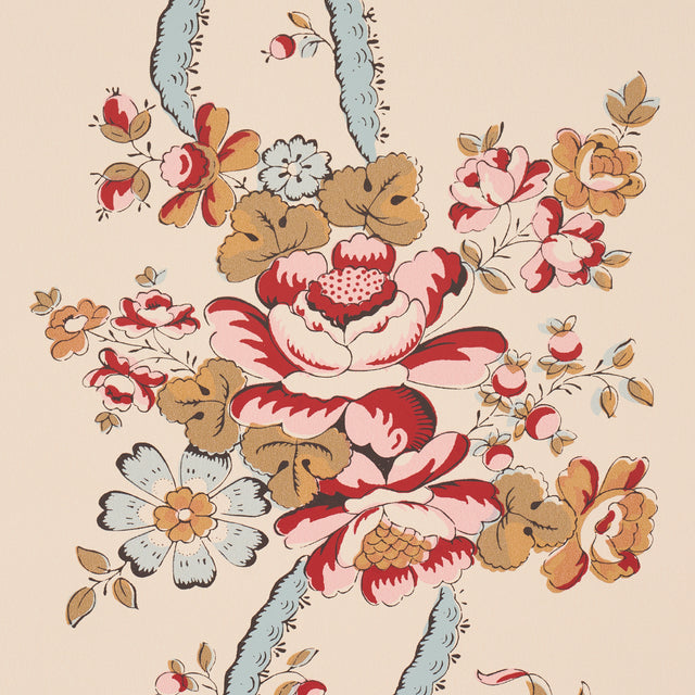 Sylvain Floral Stripe Rouge by Schumacher French Floral Stripe Wallpaper – Schumacher 5015541