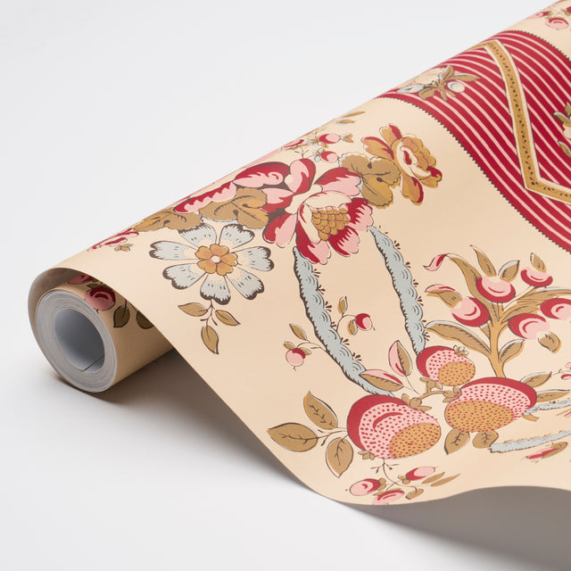 Sylvain Floral Stripe Rouge by Schumacher French Floral Stripe Wallpaper – Schumacher 5015541