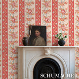 Sylvain Floral Stripe Rouge by Schumacher French Floral Stripe Wallpaper – Schumacher 5015541