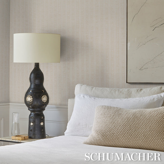 June Woven Textured Stripe Natural by Schumacher Textured & Woven Wallcoverings Wallpaper – Schumacher 5015550