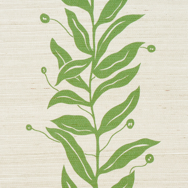 Tendril Stripe Sisal Olive by Marian McEvoy Botanical Stripe Wallpaper – Schumacher 5015560