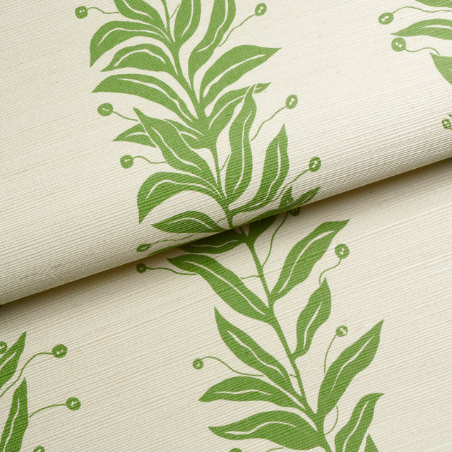 Tendril Stripe Sisal Olive by Marian McEvoy Botanical Stripe Wallpaper – Schumacher 5015560