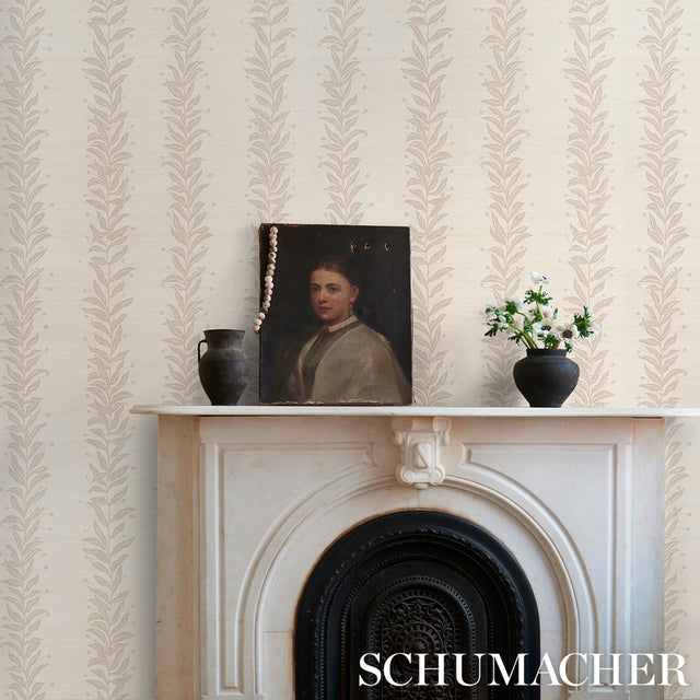 Tendril Stripe Sisal Natural by Schumacher Botanical Vine Wallpaper – Schumacher 5015561