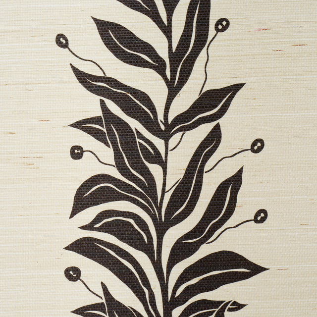 Tendril Stripe Sisal Black & Cream by Marian McEvoy Botanical Stripe Wallpaper – Schumacher 5015562