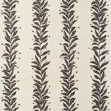 Tendril Stripe Sisal wallpaper in black and cream by Marian McEvoy for Schumacher, featuring a graceful vine stripe botanical pattern on sisal.