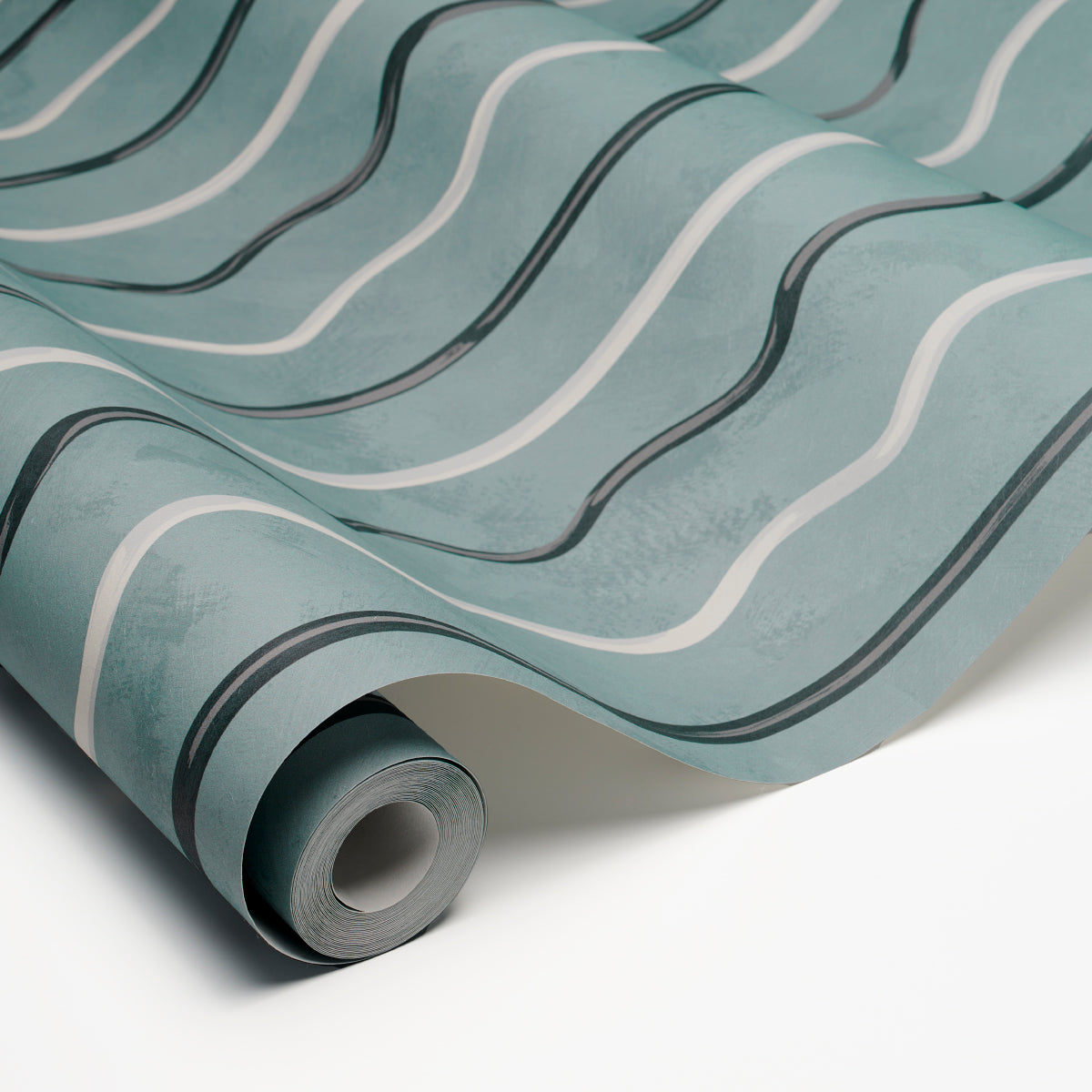 Affogato Blue Gray by Backdrop Painterly Striped Wallpaper – Schumacher 5015570