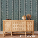 Affogato Blue Gray by Backdrop Painterly Striped Wallpaper – Schumacher 5015570