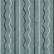 Backdrop Affogato wallpaper in blue gray with painterly serpentine stripes, shown in detail and styled in a modern interior.