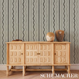 Affogato Ivory & Carbon by Backdrop Modern Serpentine Stripe Wallpaper – Schumacher 5015571
