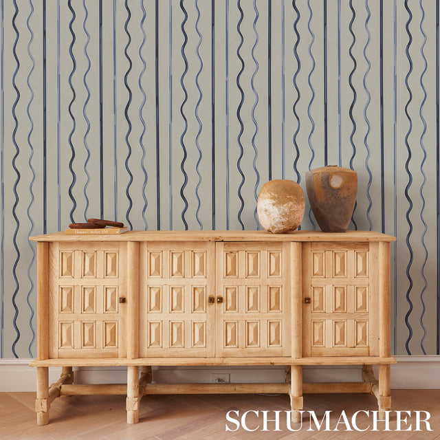 Affogato Cornflower & Deep Navy by Schumacher Backdrop Collection Wallpaper – Schumacher 5015572