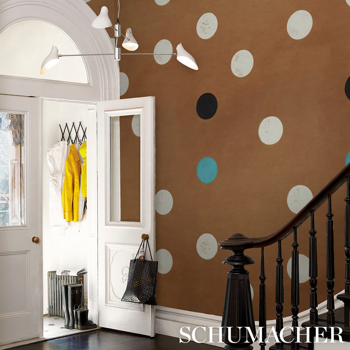 Monte Carlo Earthy Brown by Schumacher Modern Polka Dot Wallpaper – Schumacher 5015591