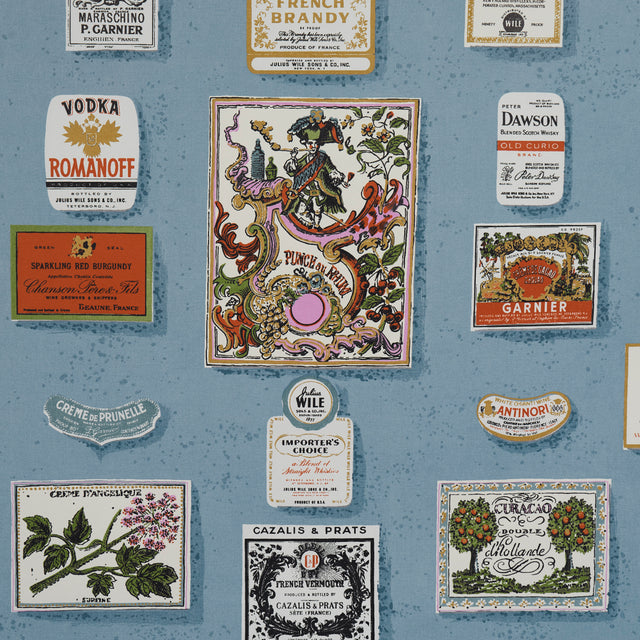 SALUD Curacao Retro Liquor Label Wallpaper – Schumacher 5015601