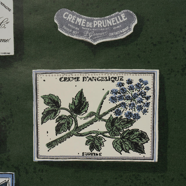 SALUD Rosemary by Backdrop Retro Liquor Label Wallpaper – Schumacher 5015602