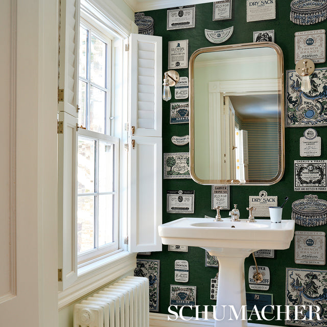 SALUD Rosemary by Backdrop Retro Liquor Label Wallpaper – Schumacher 5015602