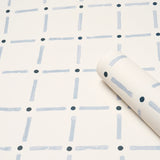 Drifting Grid Sky by Caroline Z Hurley Modern Plaid Wallpaper – Schumacher 5015611