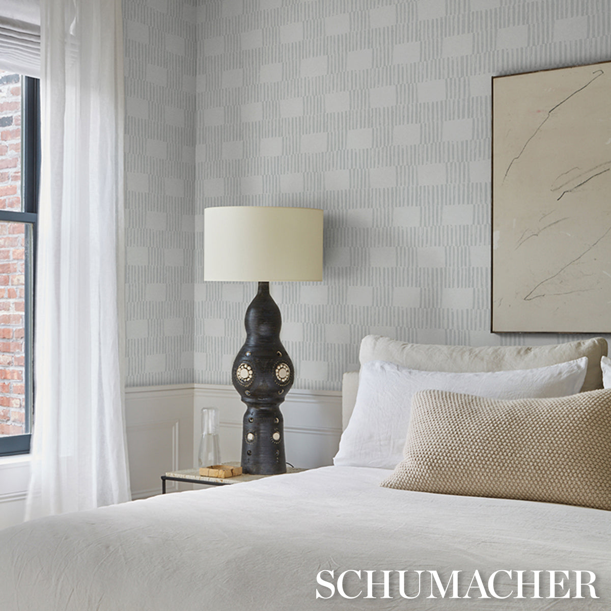 FIELD Fog by Caroline Z Hurley Modern Geometric Wallpaper – Schumacher 5015621