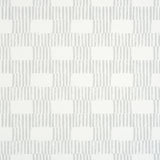 FIELD Fog by Caroline Z Hurley for Schumacher - Modern geometric block print wallpaper in a subtle fog grey colorway, shown in styled and detail views.